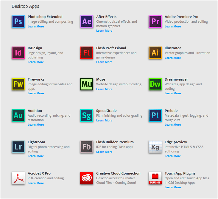 Adobe Creative Cloud Desktop Applications
