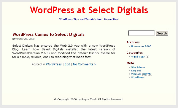WordPress at Select Digitals
