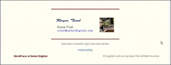 Final Customized Twenty Ten (2010) Footer