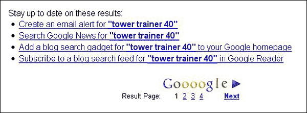 Google Blog Search Alert Options