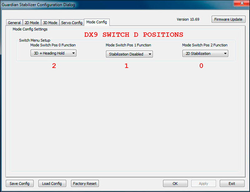 Guardian Stabilizer Configuration Dialog