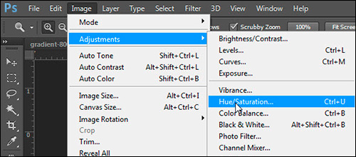 Hue/Saturation from the Adjustments Menu