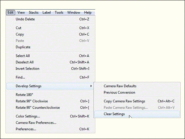 Clear Develop Settings